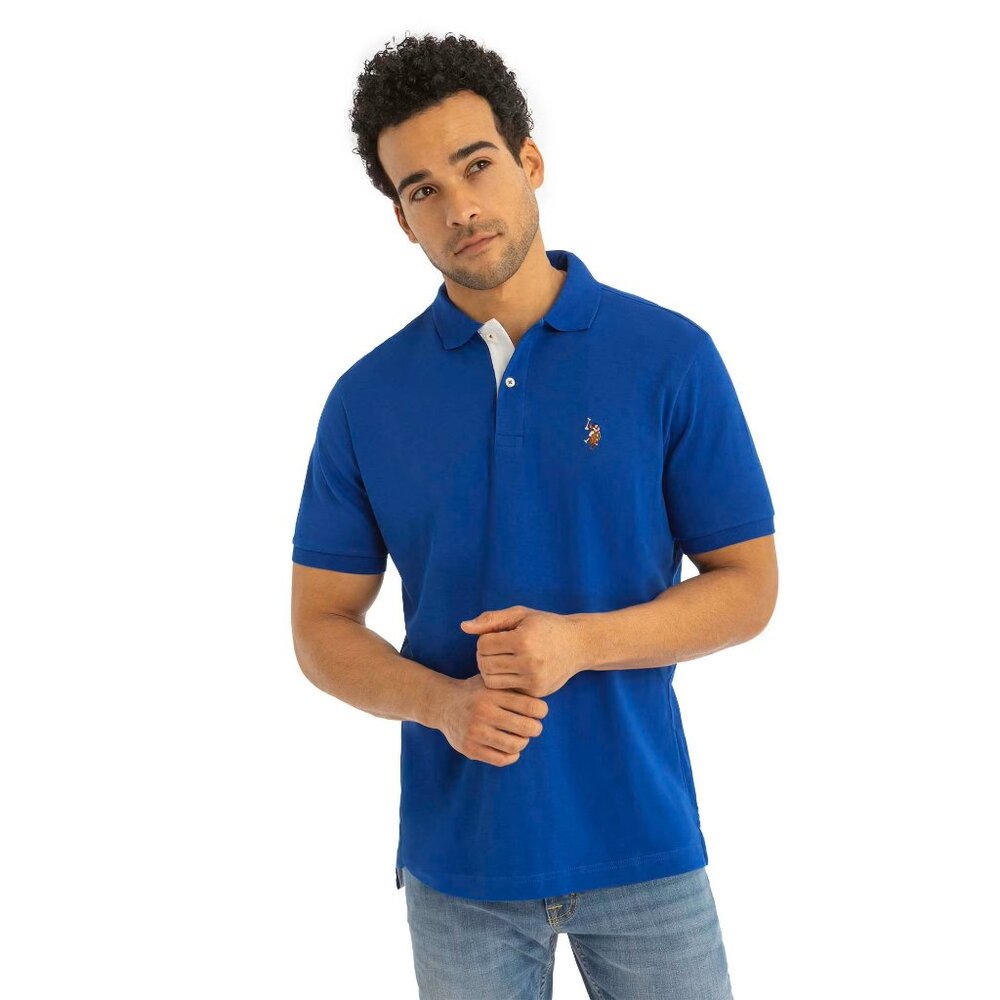 U.S. POLO ASSN. Men's Big & Tall Blue Raft Short Sleeve Interlock Polo Shirt 3XL